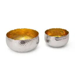 Home4U Gold & Silver Aluminum Bowl (1400 ml) - Set of 1-picture-45