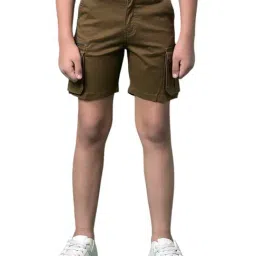 Crimsoune Club Boys Brown Cotton Slim Fit Shorts-picture-18