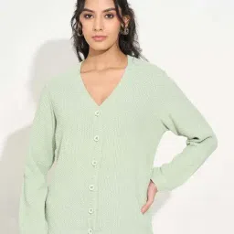 Rangmanch By Pantaloons Green Regular Fit Textured Cardigan-image-88