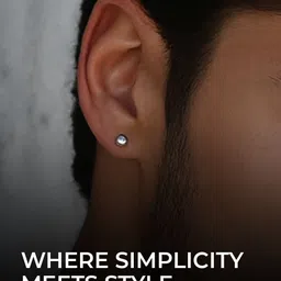 Carlton London Men Stainless Steel Silver-Plated Stud Earring image 5