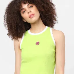 Only Green Embroidered Round Neck Top-image-9