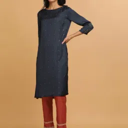 Folksong By W Blue Embellished A Line Kurta-image-19