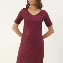 BRINNS Purple Embellished A Line Dress-image-65