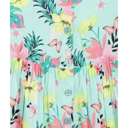 Campana Kids Green & Pink Floral Print Dress image 3