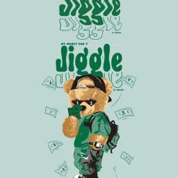 bewakoof Men's Sage Green Money Don't Jiggle Graphic Printed Overized Sweatshirt image 3