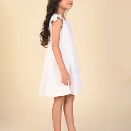LilPicks Kids White Embroidered Dress image 3