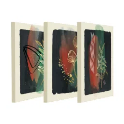 Art Street Green & Red Botanical Gingko Leaf Stretched Wall Art - Set of 3 image 3