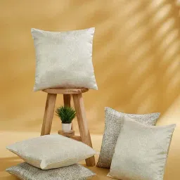 Rosara Home Cream & Grey Printed Cushion Covers Pack of 5 16"X16" image 2