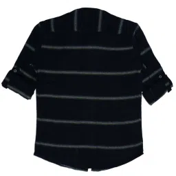 Cavio Kids Green & Black Cotton Striped Full Sleeves Shirt Set image 3