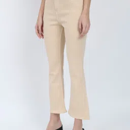 Angelfab Beige Cotton Bootcut High Rise Jeans image 3