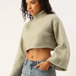 Forever 21 Green Crochet Pattern Cropped Sweater image 3