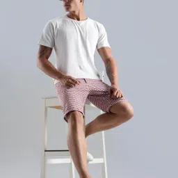 Thomas Scott Red Cotton Striped Regular Fit Shorts image 5