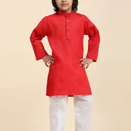 Pro-Ethic Style Developer Kids Maroon Printed Full Sleeves Kurta with Pyjamas image 3