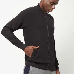 Sporto Black Regular Fit Bomber Jacket image 3