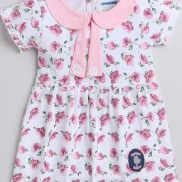 Bumzee Kids White & Pink Floral Print Frock image 3