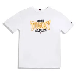 Tommy Hilfiger Kids White Cotton Logo T-Shirt-image-7