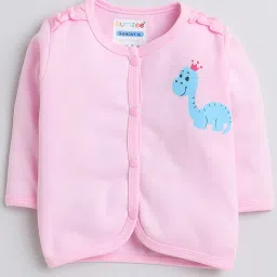 Bumzee Kids Pink & White Printed Full Sleeves Jhabla with Pyjamas image 3