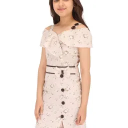 Cutecumber Kids Beige Floral Print Dress image 3