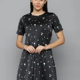 Allen Solly Black Printed Skater Dress image 1