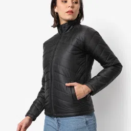 Campus Sutra Black Regular Fit Bomber Jacket image 3