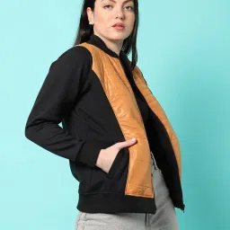 Campus Sutra Mustard & Black Cotton Regular Fit Jacket image 3