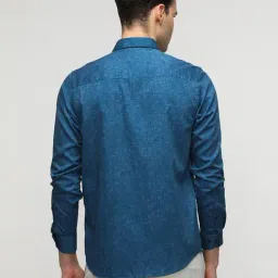 Crocodile Blue Cotton Printed Regular Fit Shirt image 2