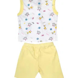 Mee Mee Kids Yellow & White Printed Vest with Shorts image 2