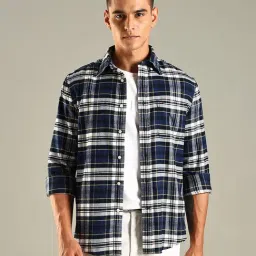Tommy Hilfiger Blue Cotton Regular Fit Checks Shirt-picture-35