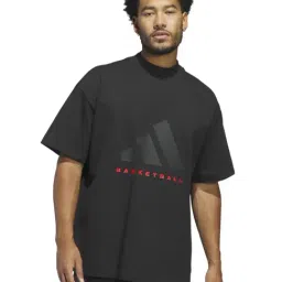 Adidas Originals Black Loose Fit Logo Printed Sports T-Shirt-picture-32