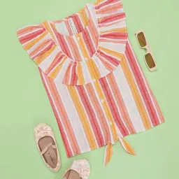Pantaloons Junior Girls Multicolor Cotton Striped Casual Tops & Tees-picture-19