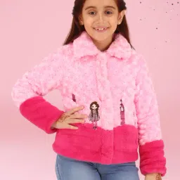 Cutecumber Girls Pink Winter Jacket-picture-20