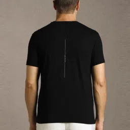 Louis Philippe Black Cotton Slim Fit Graphic T-Shirt image 2