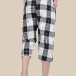 Kryptic Navy Blue Cotton Chequered Capris image 2