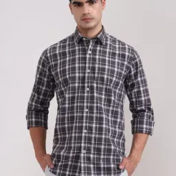 JadeBlue Grey Cotton Regular Fit Checked Shirt-picture-48