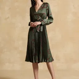 KAZO Green Printed Casual Dress image 4