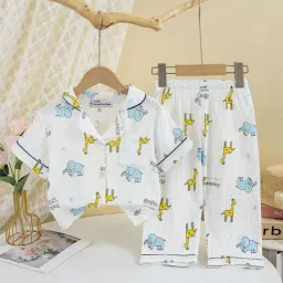 Little Surprise Box Boys Blue & Cream Cotton Printed Full Sleeves Night Suit-picture-23