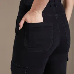 Life With Pockets Black Solid Flare Fit Jeans image 3