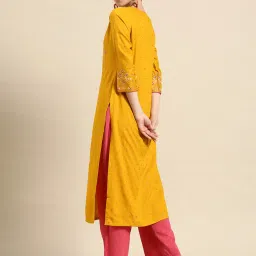 gerua by libas Libas Yellow Printed Straight Kurta image 2