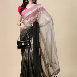 Granthva Fab Striped Silk Blend Saree-image-20