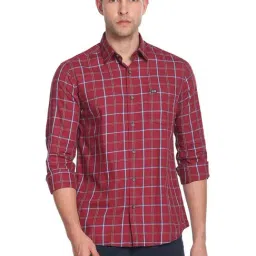 Arrow Sport Red Cotton Slim Fit Checks Shirt-picture-22