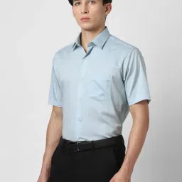 Van Heusen Blue Cotton Regular Fit Texture Shirt image 3