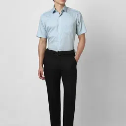 Van Heusen Blue Cotton Regular Fit Texture Shirt image 5