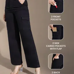 Life With Pockets Black Solid Flare Fit Jeans image 5