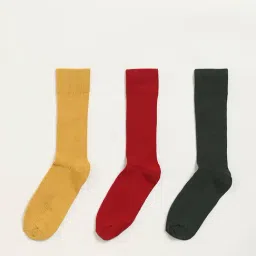 WES Lounge by Westside Solid Assorted Full-Length Socks - Pack of 3-image-67
