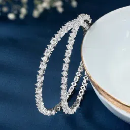 Peora Silver Plated White Stones Bangles for Women-image-10