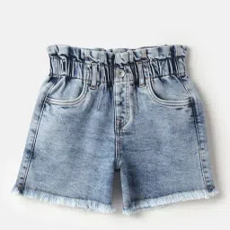 United Colors of Benetton Girls Blue Washed Regular Fit Denim Shorts-picture-10