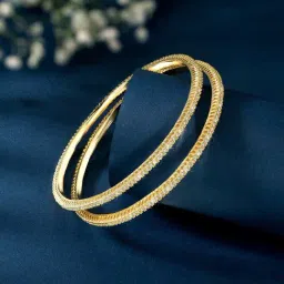Peora Golden Golden Statement Bangles for Women-image-14