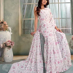 Garden Vareli Floral Printed Brasso Saree image 2