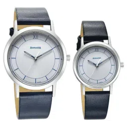 Sonata Pairs NS7712787046SL01P Unisex Analog Watch-image-3