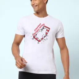 Ajile by Pantaloons Light Grey Melange Cotton Slim Fit Printed Lounge T-Shirt-picture-20